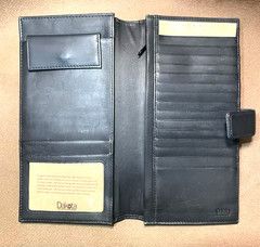 Dakota Passport Wallet Organizer Black Leather Travel 9″×4.75″ Folding Snap