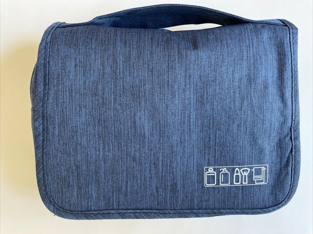 Toiletry Bag Multiple Compartments 2-Sections 9.5″x7.5″x3.5″ Dark Blue NEW