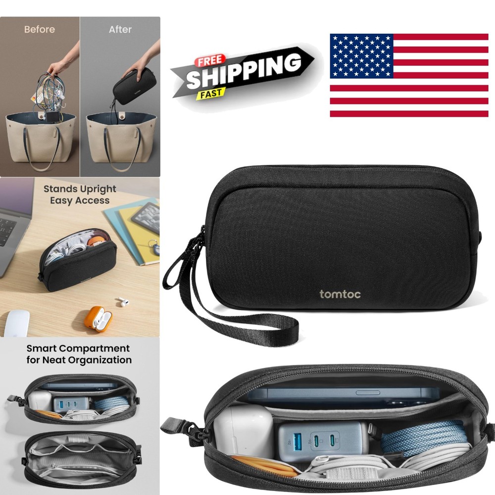 Versatile Travel Accessory Organizer Small Black for Tech and Personal Items