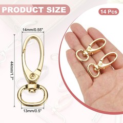 14Pcs 1/2″ Swivel Hooks for Lobster Closures Metal Keychain Gold