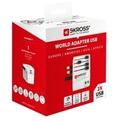 Skross World Travel Adapter MUV USB Europe Americas Asia Africa- White