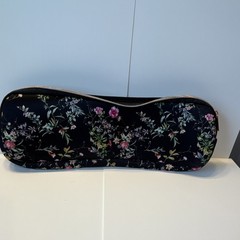 Black Floral Print Zip Pouch for curling iron/straightening tool- traveling use