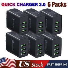6Pack 3 Port Wall Charger Fast Quick QC 3.0 USB Hub Power Charge Adapter US Plug