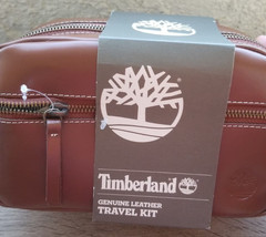 Timberland Mild Crunch Leather Toiletry Kit Dopp Bag Shaving Case Brown NEW