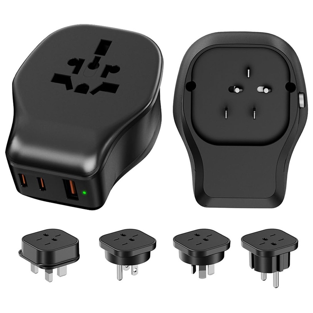 Universal Plug Adapter Kit with Type B/E/F/I/G Detachable Plug, Worldwide Pow…