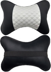 Car Neck Pillows Both Side Pu Leather 2Pieces Pack Headrest Fit for Most Cars Fi