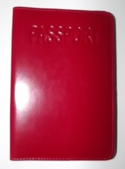 NEW ITALIA LEATHER PASSPORT CASE WITH EXTERIOR SLIP POCKET RED