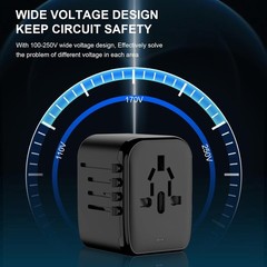 Universal Travel Adapter, 5 in 1 International Power Adapter, 3.5A 2xUSB-A an…