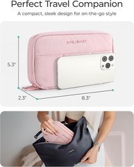 Lightweight Pink Travel Case for Cables & Chargers – 8.3×5.3 Portable Tech Pouch