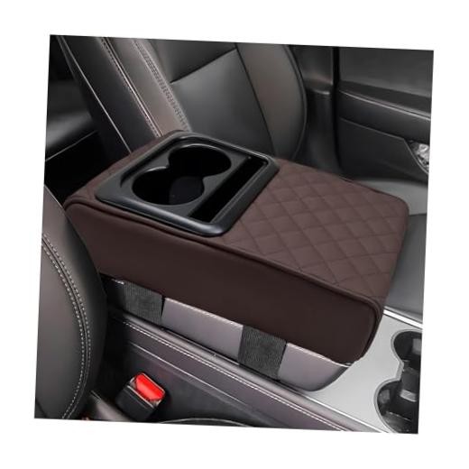 Car Center Console Armrest Pillow, Memory Foam Auto Armrest Box Diamond, Coffee