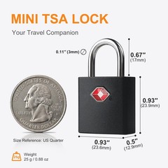UP Security TSA Locks for Luggage with Keys, Travel Black
