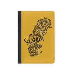 Sweden Country Outline Boho Mandala Graphic, RFID Blocking Passport Cover Wallet