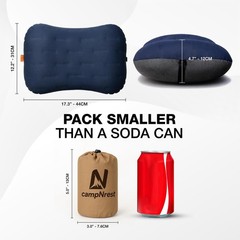 Inflatable Camping Pillow – Ultralight Compact 1 Count (Pack of 1), Navy Blue