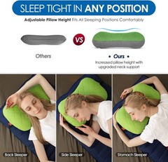 Hikenture Camping Pillow with Removable Cover – 1 Count (Pack of 1), Green