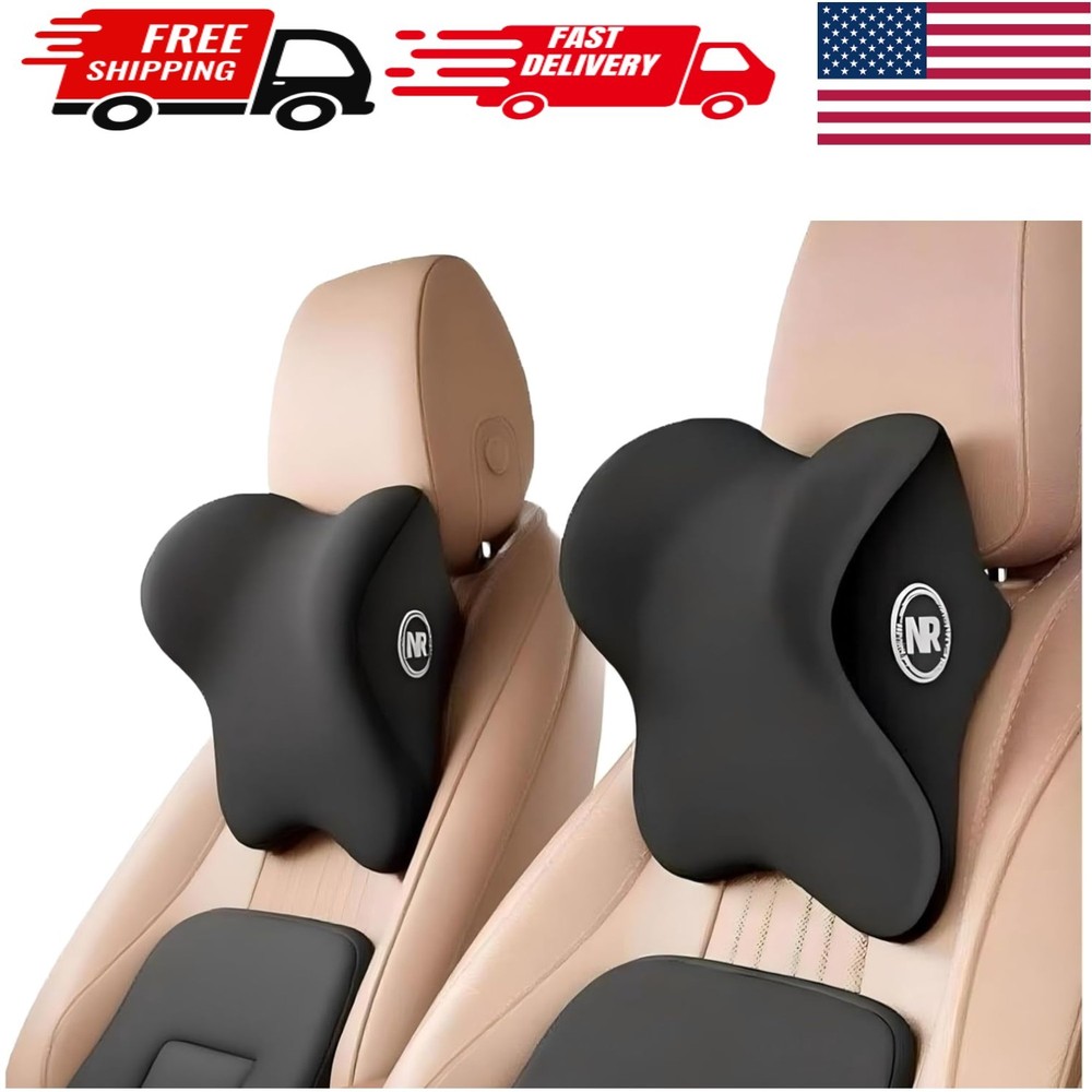 2 Pack Car Neck Pillow Support, Headrest for Driving with Adjustable Strap, Memo