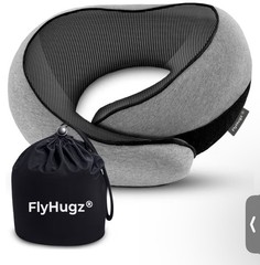 FlyHugz Neck Travel Pillow | Memory Foam Neck Pillow for Comfort on Airplane