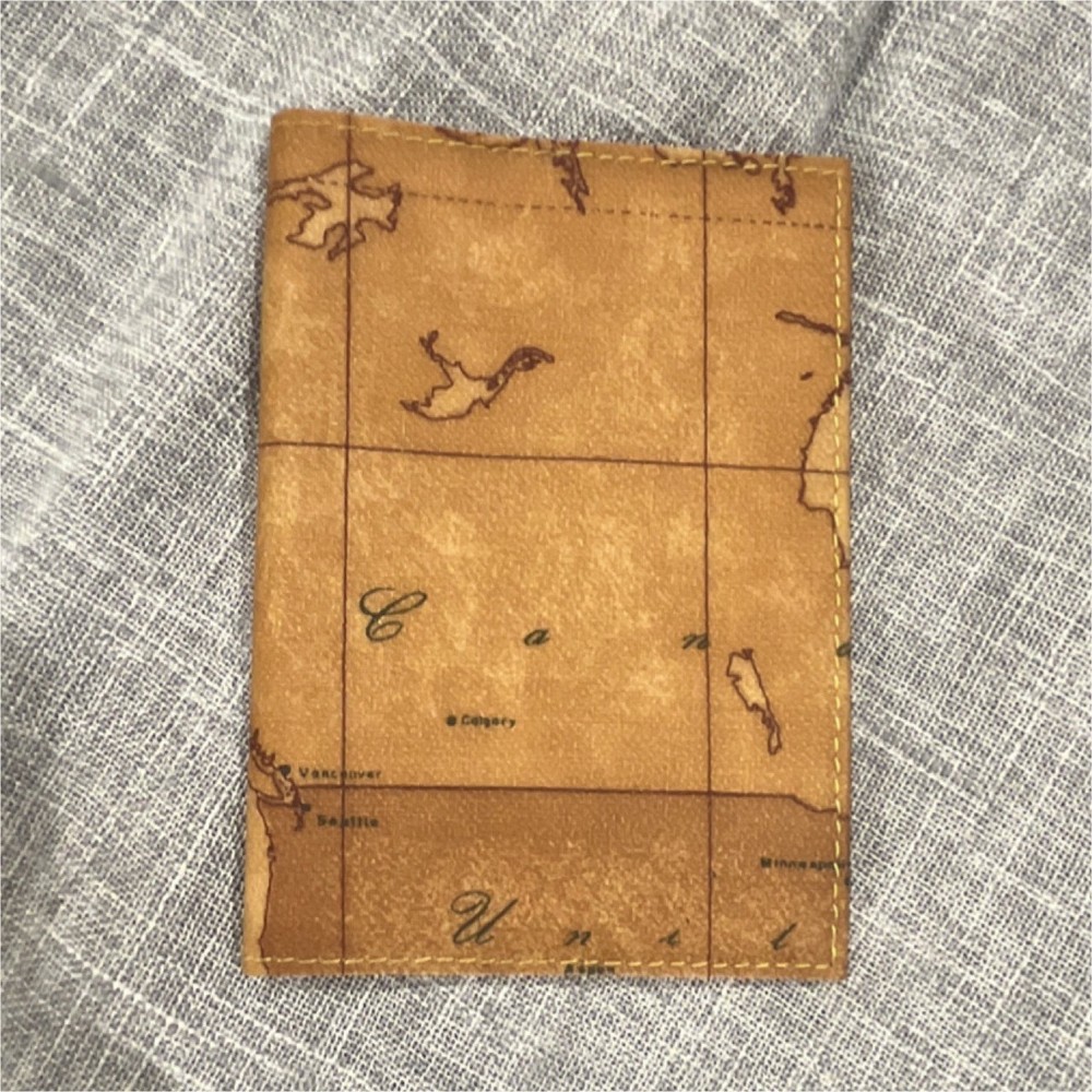 Alviero Martini 1A Classe Map Print Leather Tan Passport Holder Wallet Organizer