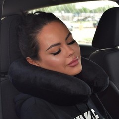 Travel-Ready Lightweight Neck Pillow – Hypoallergenic Black Microfiber Support