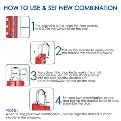 4 Pack Combination Lock, 3-Digit Padlock Keyless, Resettable Luggage Locks for