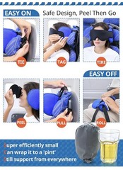 Travel Pillow Airplane Head Strap with Eye Mask for Sleep, 360° Support, Black