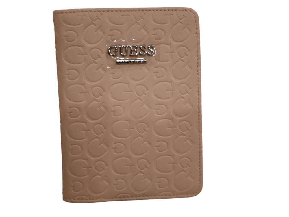 NEW W TAGS GUESS PINK BLUSH LOGO PASSPORT CASE EMBOSSED G WALLET CREDIT CARD