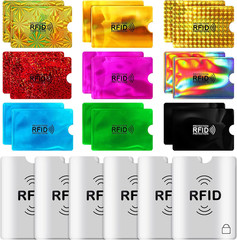24 Pieces RFID Blocking Sleeves Identity Credit Card Sleeves Set, Including 18 C