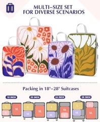 Waterproof Compression Packing Cubes 4-Piece Set Expandable Travel Organizer …