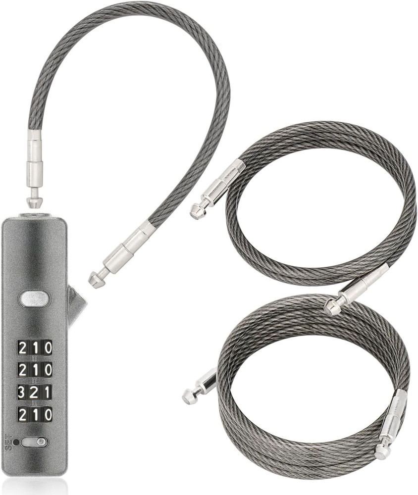 3 Interchangeable Cable Combination Lock, 904EC, Gun-Grey | Pvc-Coated Braided S
