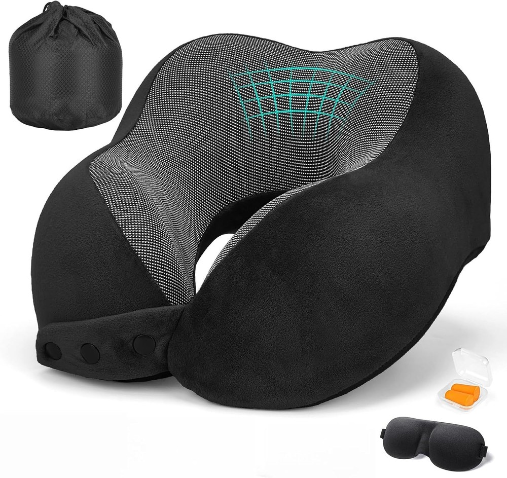 Almohada el cuello la cabeza de espuma viscoelástica para avión y viaje automóvi