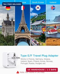 HANYCONY Type E F Plug Adapter, Germany France Travel Plug Adapter with 2 Outlet