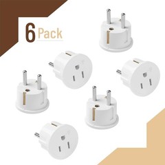 6 Pack European Travel Plug Adapter Type E/F US to Europe EU Plug for Type C E F