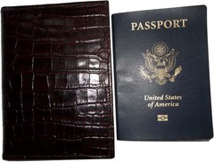 New brown crocodile printed leather passport case wallet credit ATM card case BN