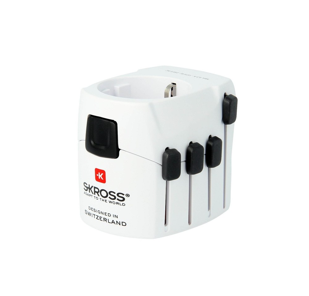 SKROSS Country Travel adapter: World to Europe 250V 7A, white, AU/CN/UK/US/IT