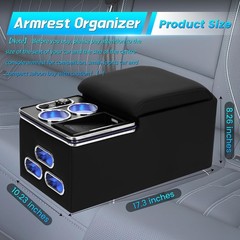 Upgrade Car Universal Center Console Armrest Organizer with Inductive Charging