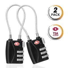 TSA-Approved 3 Digital Combination Luggage Lock With Steel Cable – 2/3/4/5-Pack