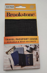 Brookstone Passport Holder Anti-Theft RFID Blocking Slim Wallet Cover Case Black