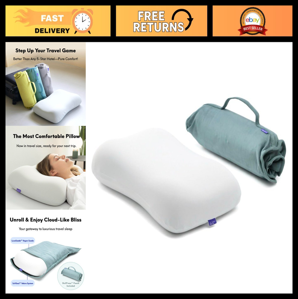 Compact Memory Foam Travel Pillow – Deep Sleep Neck Support for Hotels, Camping,