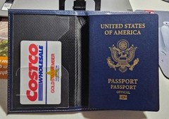Navy Blue Leather Passport Cover Holder Organizer Wallet Travel Accessories Gift