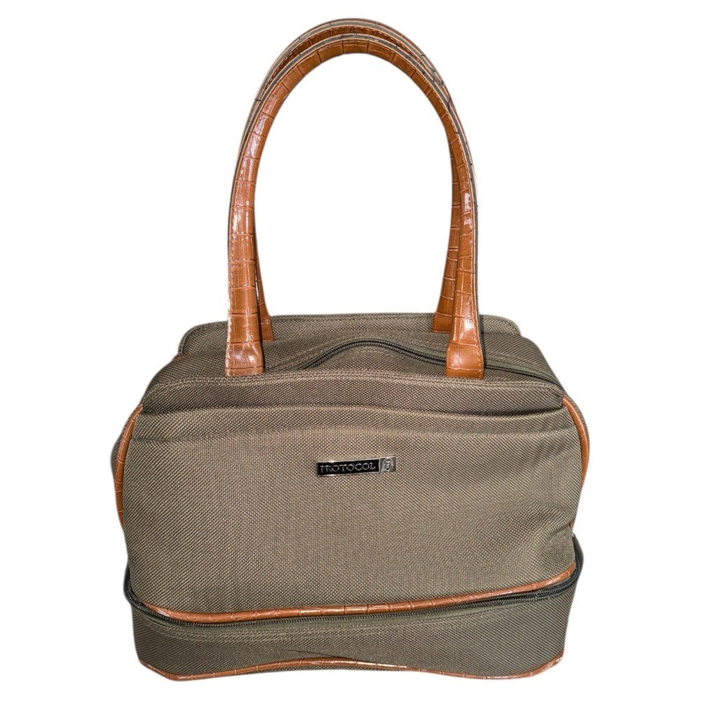 Protocol Travel Tote Bag Canvas Carry On Bottom Zip Compartment Top Handle