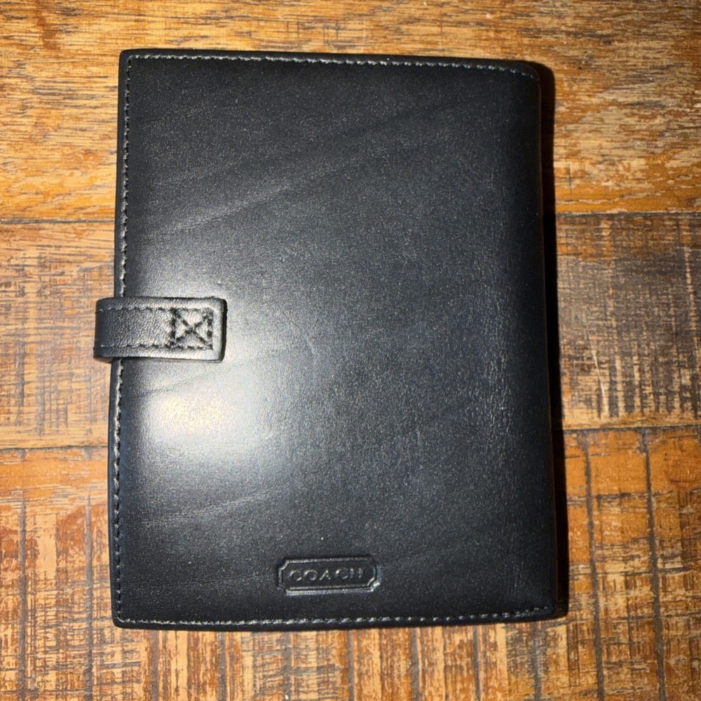 VTG Coach Black Glove Leather Pocket Travel Organizer Passport Case Wallet 1990
