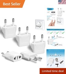 6 Pack Type C European Plug Adapter – Safe & Portable Travel Power Converter