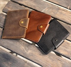 Real Leather Wallet Functional RFID Bifold Passport Holder Travel (Coffee)
