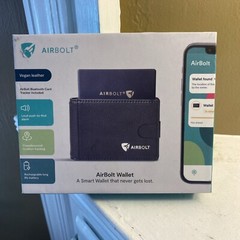 AIRBOLT Smart Wallet Vegan Leather Bluetooth Card Tracker Slim Black NEW
