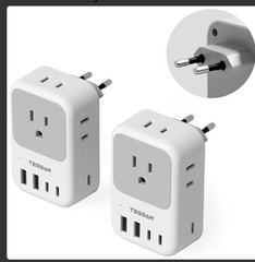 European Travel Plug Adapter 2 Pack, TESSAN US to Europe Power Adapter Open Box
