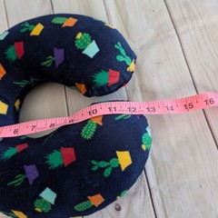 Travel Neck Airplane Pillow Memory Foam Neck Support Blue Cactus Print velvet