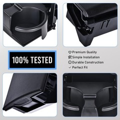 Black Rear Seat Cup Holder Insert Console Box Assembly fits for