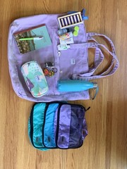 Travel Bundle – Tote Bag, Packing Cubes, Notebook, Toiletries, Water Bottle