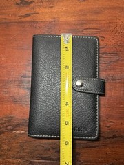 Kiko Black Leather Bifold Snap Passport Holder 5.5″L x 3.75″W