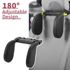 Car Headrest Pillow ABS,Memory Foam,PVC Leather Black 1 Set for Driving Travel