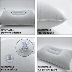 2 Pack Gray Ultralight Inflatable Pillow Small 2 Count (Pack of 1), 2pcs